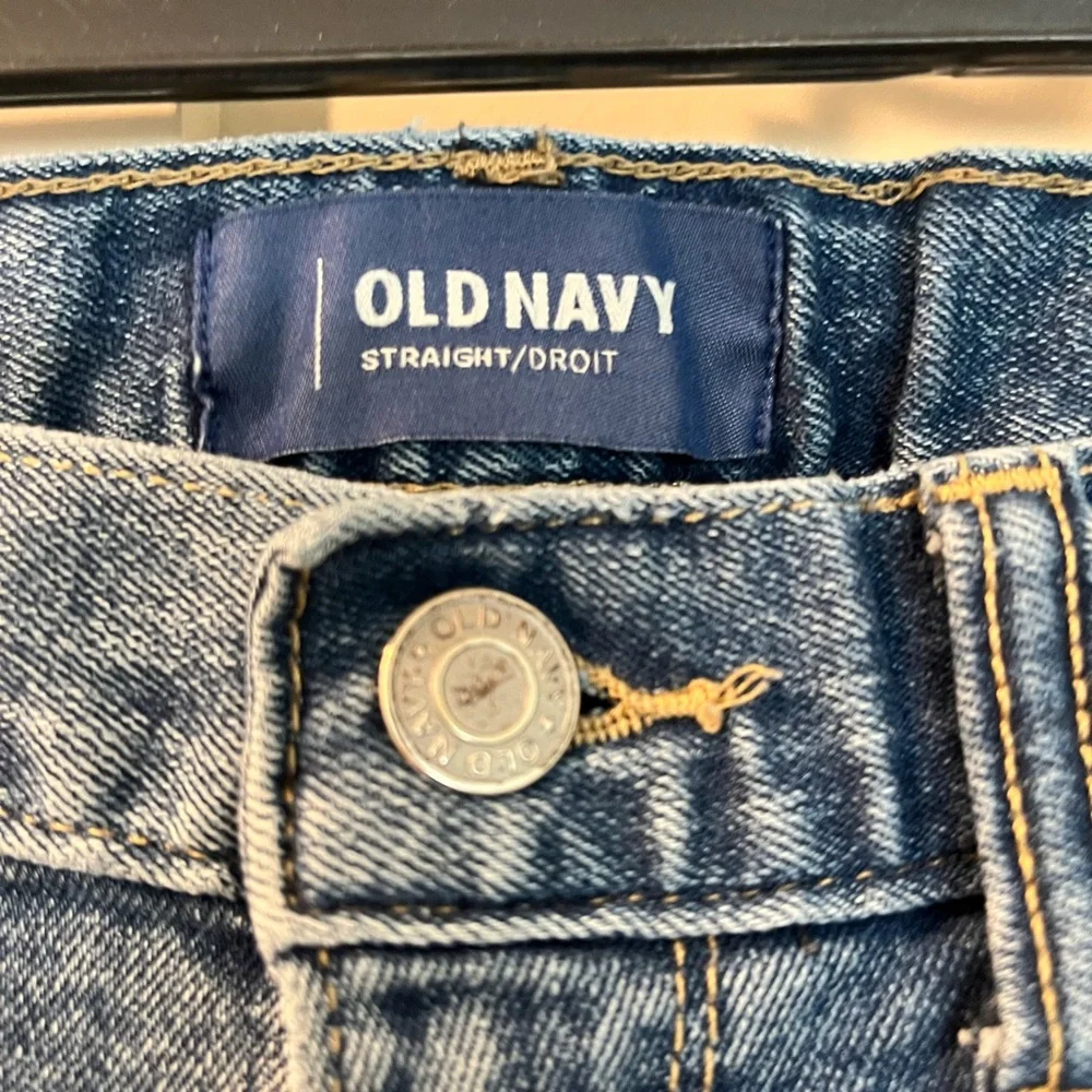 Old Navy Boys Flex Straight Jeans Medium Wash Adjustable Waist | 10 Regular